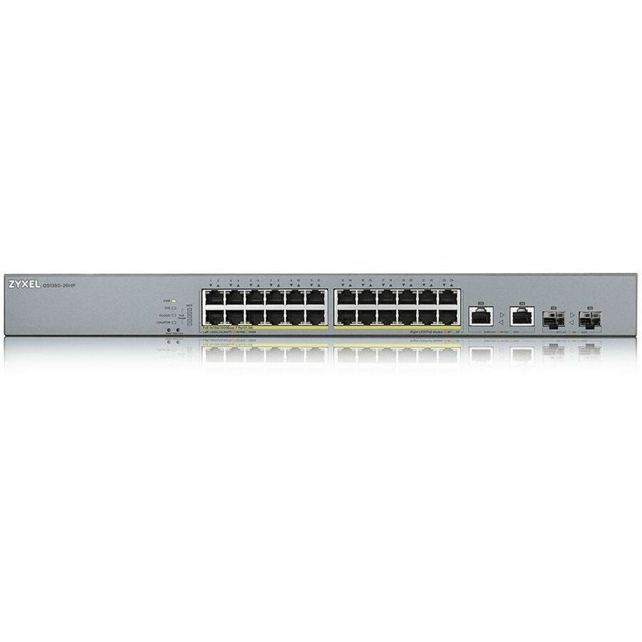 Alternate-Image2 Image for ZYXEL GS1350-26HP 24-Port Gigabit Smart Nebula Cloud Managed PoE Switch | 24 PoE+ Ports at 375W with 2 SFP Uplinks