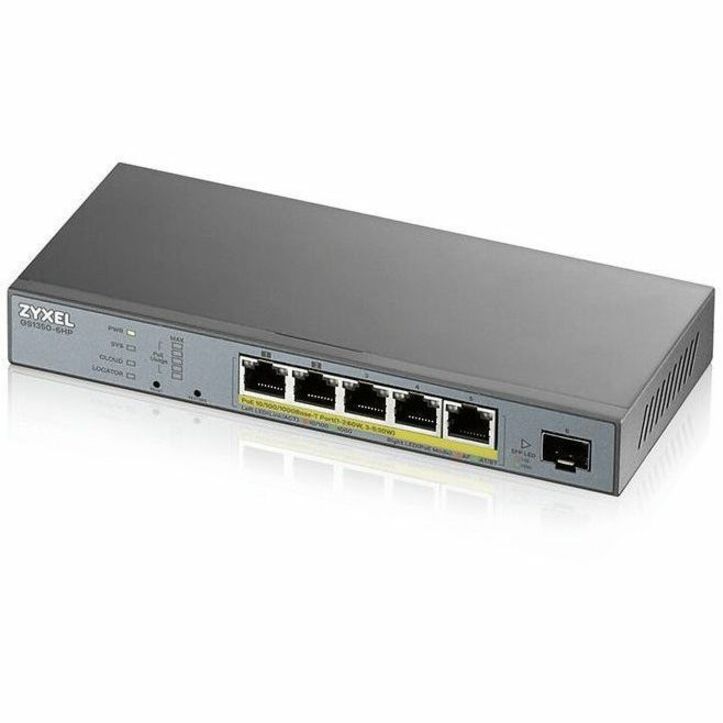 Alternate-Image1 Image for ZYXEL GS1350-6HP 5-Port Gigabit Smart Nebula Cloud Managed PoE Switch | 3 PoE+ / 2 PoE++ Ports at 60W with 1 SFP Uplink