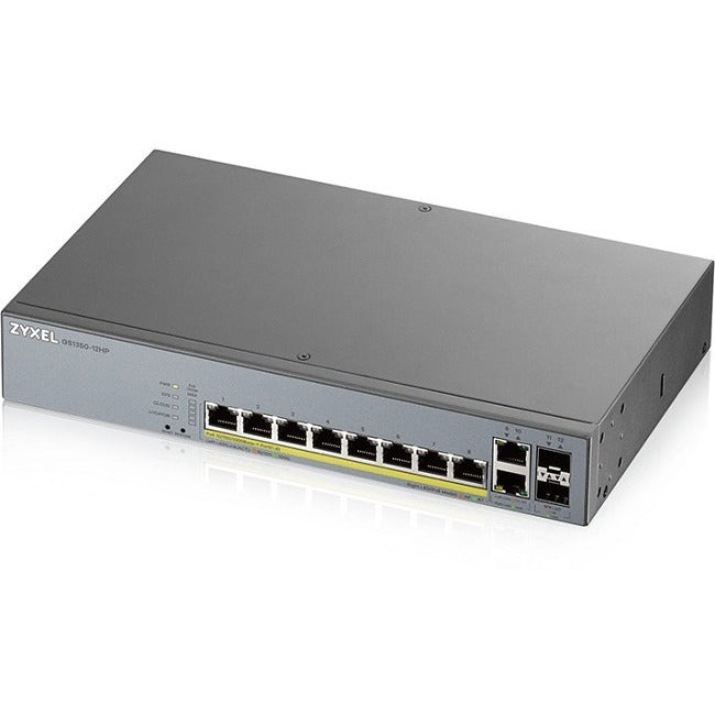 Main Image for ZYXEL GS1350-12HP 8-Port Gigabit Smart Nebula Cloud Managed PoE Switch | 8 PoE+ Ports at 130W with 2 SFP Uplinks