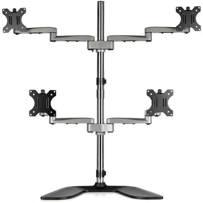 Alternate-Image2 Image for StarTech Quad Monitor Stand, Desktop VESA 4 Monitor Arm up to 32" (17.6lb/8kg) Screens, Ergonomic Articulating Pole Mount, Adjustable