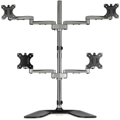 Alternate-Image2 Image for StarTech Quad Monitor Stand, Desktop VESA 4 Monitor Arm up to 32" (17.6lb/8kg) Screens, Ergonomic Articulating Pole Mount, Adjustable