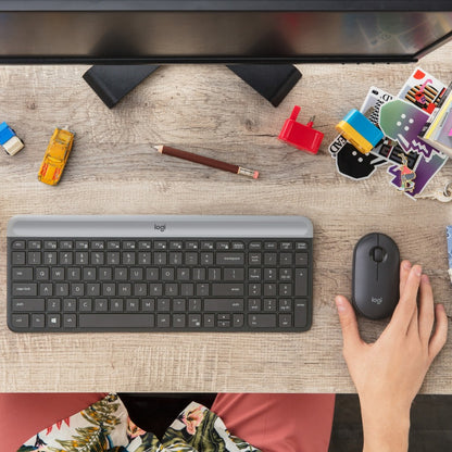 Alternate-Image1 Image for Logitech MK470 Slim Wireless Keyboard and Mouse Combo - Modern Compact Layout, Ultra Quiet - Graphite