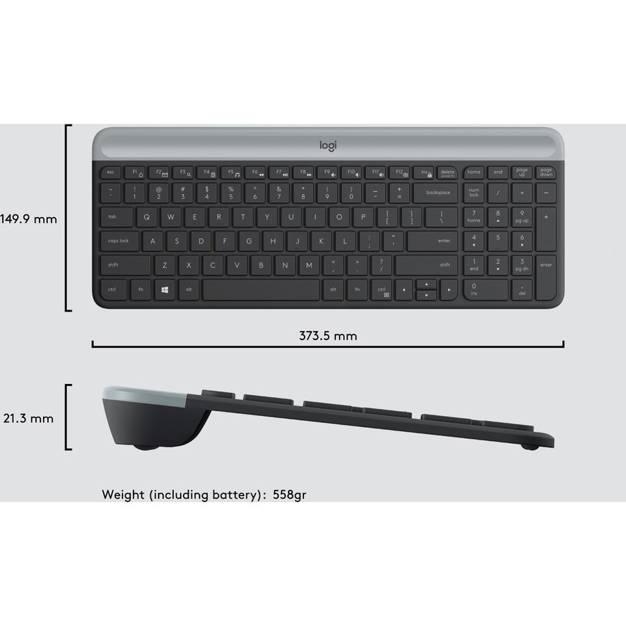 Alternate-Image7 Image for Logitech MK470 Slim Wireless Keyboard and Mouse Combo - Modern Compact Layout, Ultra Quiet - Graphite