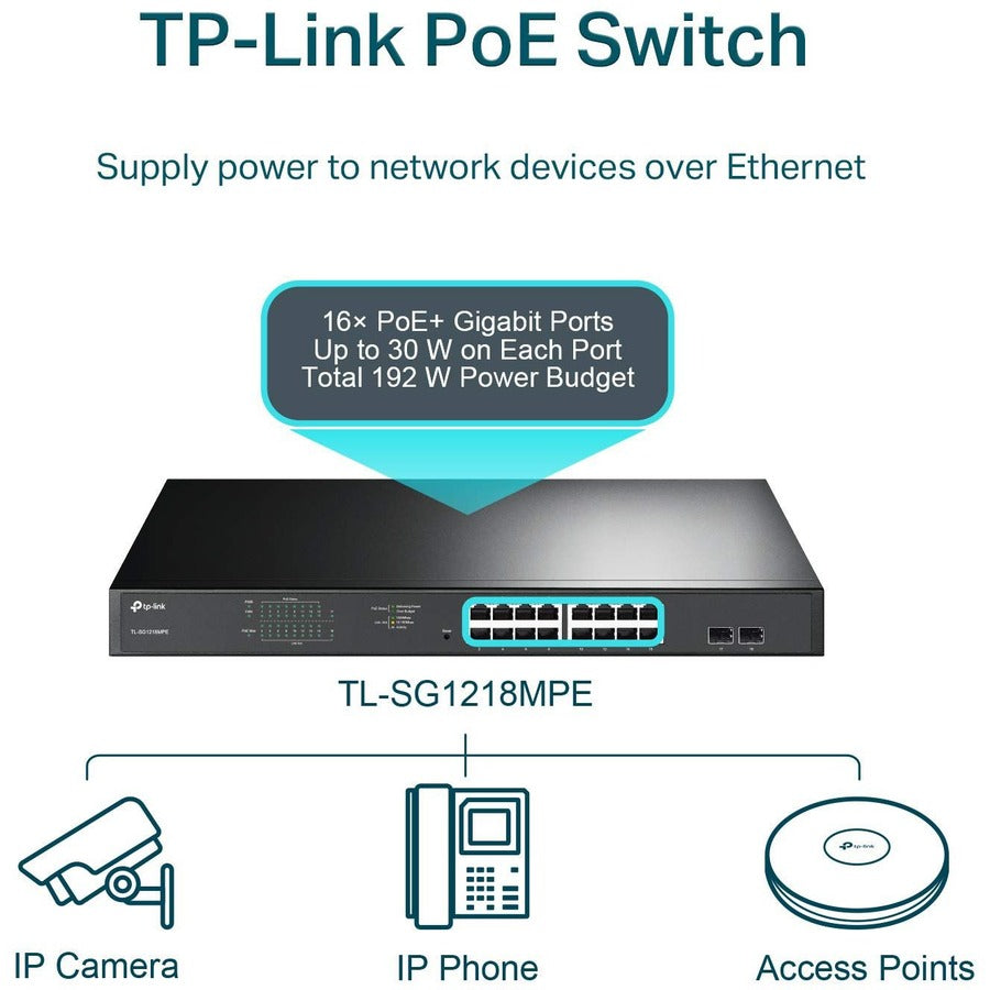 Alternate-Image4 Image for TP-Link TL-SG1218MPE - JetStream 16-Port Gigabit Easy Smart PoE/PoE+ Switch