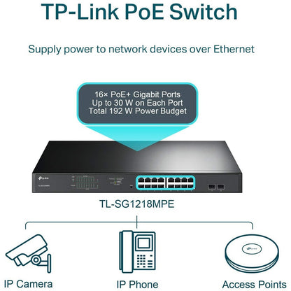 Alternate-Image4 Image for TP-Link TL-SG1218MPE - JetStream 16-Port Gigabit Easy Smart PoE/PoE+ Switch