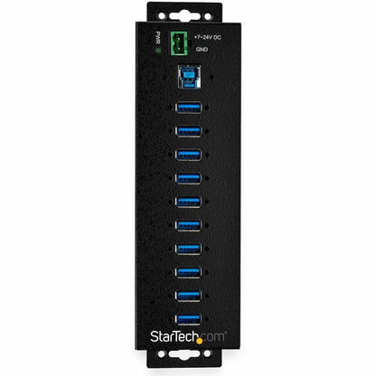 Alternate-Image2 Image for StarTech.com 10 Port USB Hub w/ Power Adapter - Metal Industrial USB 3.0 Data Hub - Din Rail, Wall & Desk Mount USB 3.2 Gen 1 5Gbps Hub