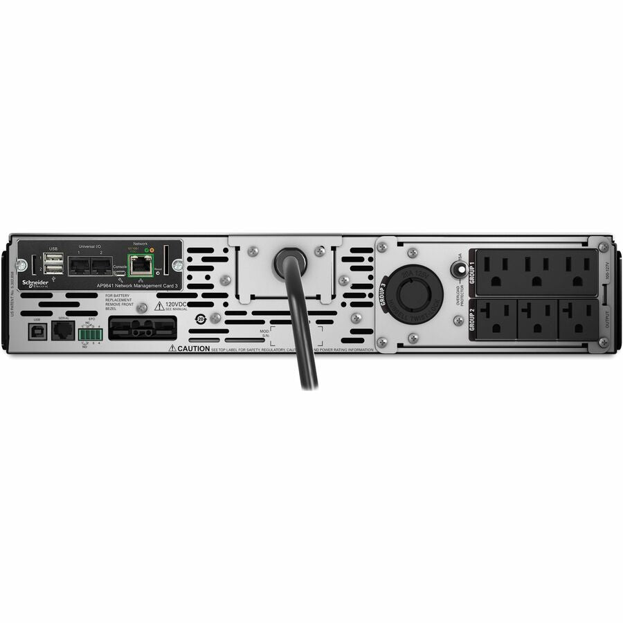 Rear Image for APC Smart-UPS X, Line Interactive, 2000VA,Rack/tower convertible 2U, 100V-127V, 3x 5-15R+3x 5-20R+1x L5-20R NEMA,NMC,Extended runtime,10 Ft input cord