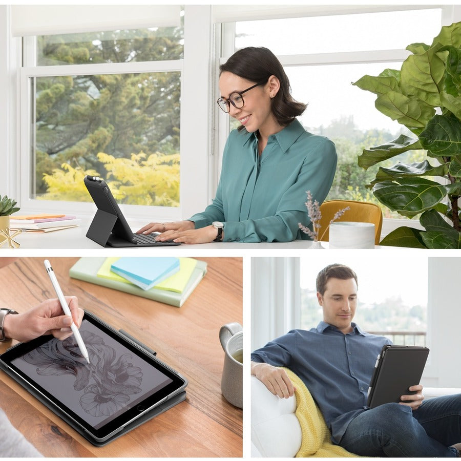 Alternate-Image3 Image for Logitech Slim Folio Keyboard/Cover Case (Folio) iPad (7th Generation), iPad (8th Generation), iPad (9th Generation) Tablet - Graphite