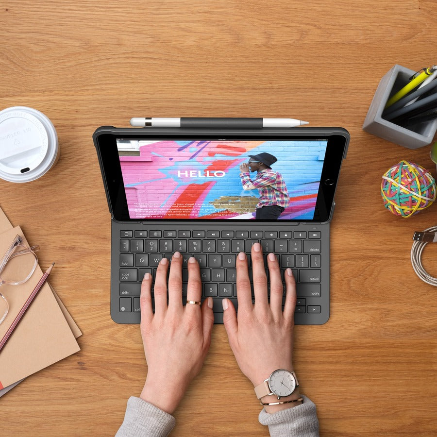 Life-Style Image for Logitech Slim Folio Keyboard/Cover Case (Folio) iPad (7th Generation), iPad (8th Generation), iPad (9th Generation) Tablet - Graphite