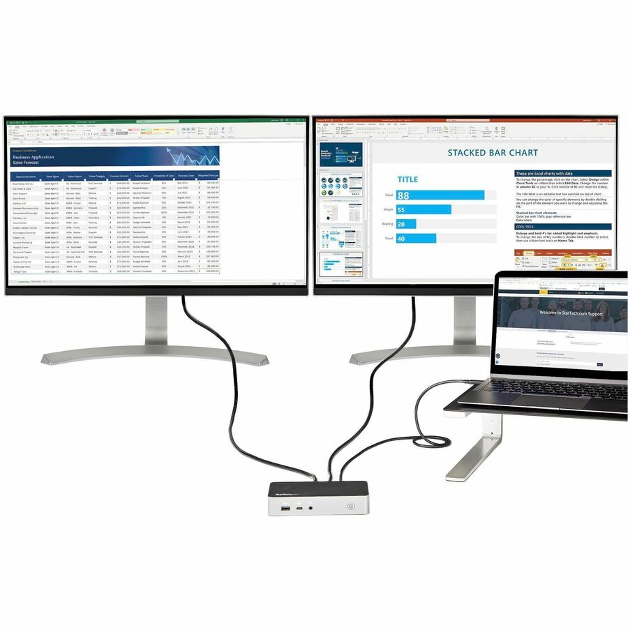 Alternate-Image7 Image for StarTech.com USB-C Dock - Dual Monitor 1080p HDMI Laptop Docking Station - 60W Power Delivery - 1x USB-C, 3x USB-A, GbE - Mac & Windows