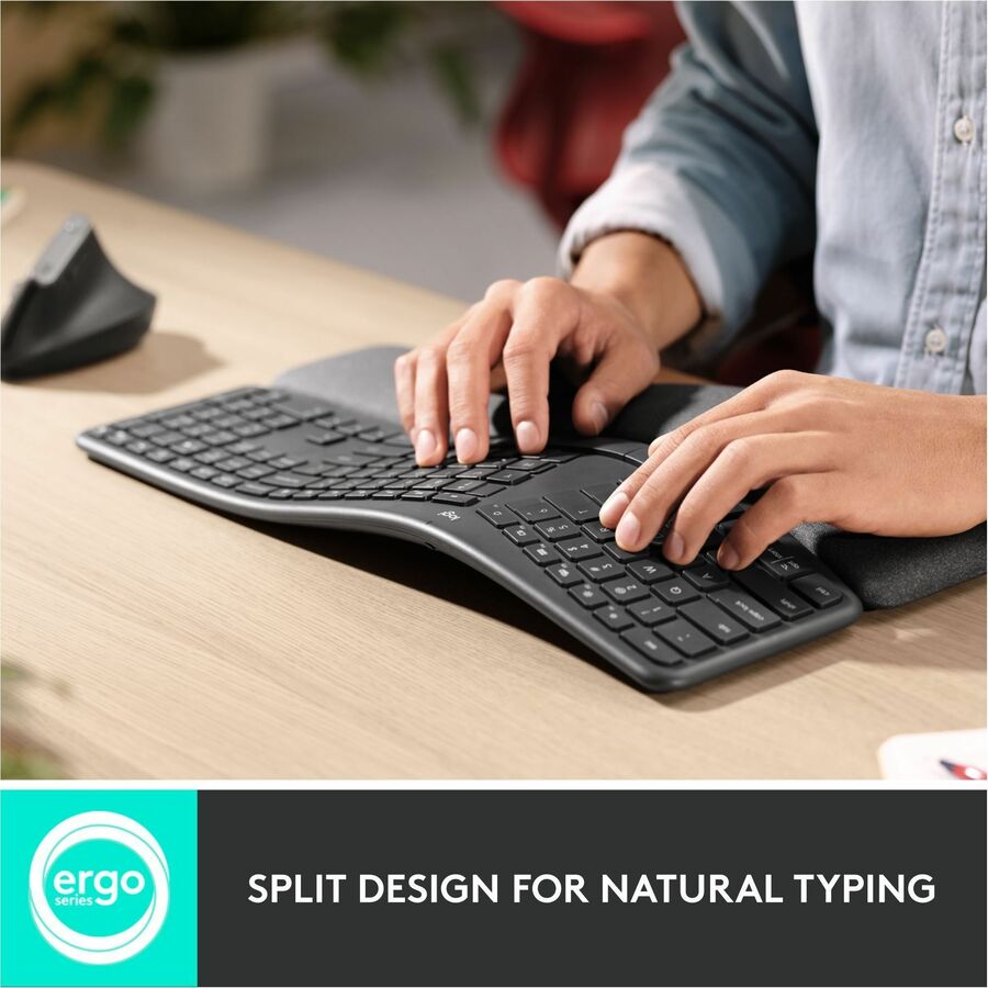 Alternate-Image2 Image for Logitech ERGO K860 Split Ergonomic Keyboard, Wireless Connectivity, Graphite