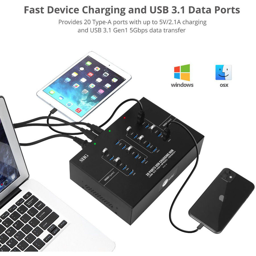 Alternate-Image6 Image for SIIG 20-Port Industrial USB 3.0 Hub with Charging - 200W