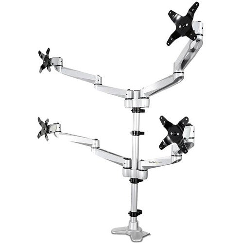 Main Image for Desk Mount Quad Monitor Arm - 4 VESA Displays up to 30" -Premium Ergonomic Articulating Adjustable Pole Mount - Clamp/Gromme