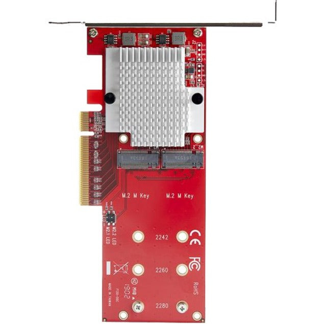 Top Image for StarTech.com Dual M.2 PCIe SSD Adapter Card - x8 / x16 Dual NVMe or AHCI M.2 SSD to PCI Express 3.0 - M.2 NGFF PCIe (m-key) Compatible