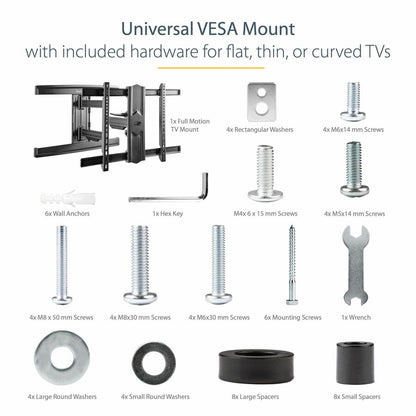 Alternate-Image5 Image for StarTech.com TV Wall Mount for up to 80" VESA Mount Displays - Low Profile Full Motion TV Mount - Heavy Duty Adjustable Articulating Arm