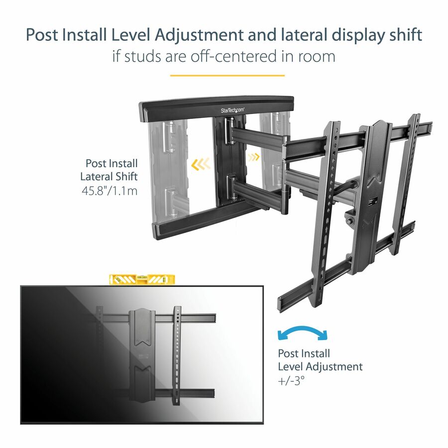 Alternate-Image3 Image for StarTech.com TV Wall Mount for up to 80" VESA Mount Displays - Low Profile Full Motion TV Mount - Heavy Duty Adjustable Articulating Arm