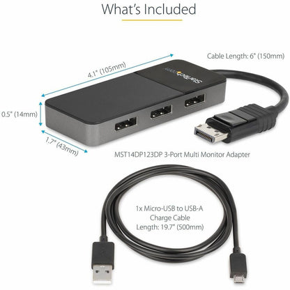 Alternate-Image4 Image for StarTech.com 3-Port DisplayPort 1.4 Splitter, DisplayPort to 3x DP Multi-Monitor Adapter, Triple 4K Computer MST Hub, Windows Only