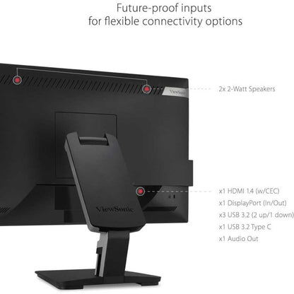 Alternate-Image10 Image for ViewSonic TD2455 24 Inch 1080p Touch Screen Monitor, 10-Point Multi-Touch IPS for Collaborative Offices, USB-C with Daisy Chain, Advanced Ergonomics, HDMI, DisplayPort Out