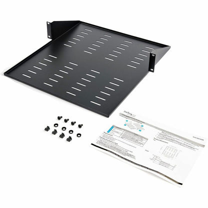 Alternate-Image2 Image for StarTech.com 2 Post Server Rack Shelf - Vented - Center Mount - Up to 75 lb. - 2 post Network Rack Shelf (CABSHF2POSTV2)