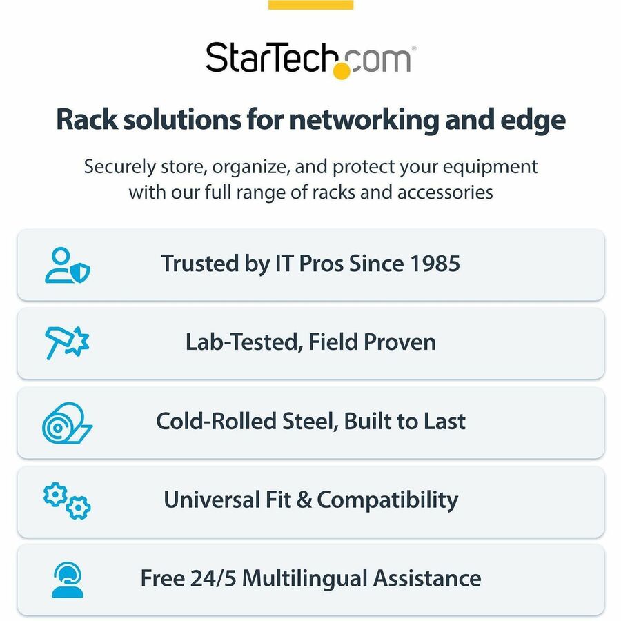 Alternate-Image6 Image for StarTech 4-Post 18U Mobile Open Frame Server Rack, 19" Network Rack with Casters, Rolling Rack for Computer/AV/Data/IT Equipment