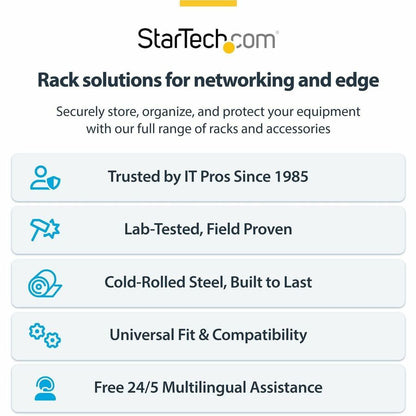 Alternate-Image6 Image for StarTech 4-Post 18U Mobile Open Frame Server Rack, 19" Network Rack with Casters, Rolling Rack for Computer/AV/Data/IT Equipment