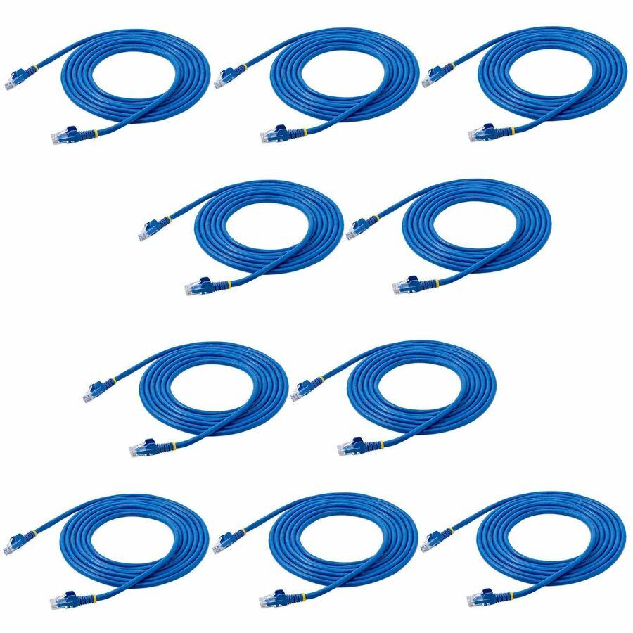 Alternate-Image1 Image for StarTech.com 10 ft. CAT6 Ethernet Cable - 10 Pack - ETL Verified - Blue CAT6 Patch Cord - Snagless RJ45 Connectors - 24 AWG - UTP