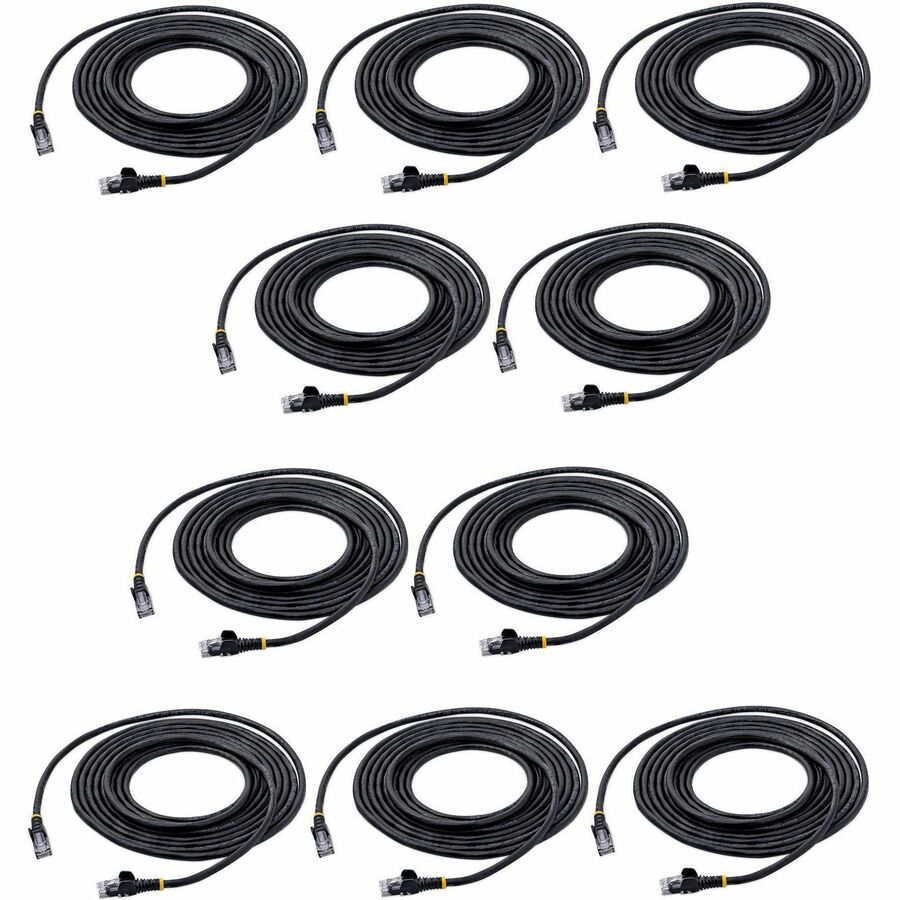 Alternate-Image1 Image for StarTech.com 15 ft. CAT6 Ethernet Cable - 10 Pack - ETL Verified - Black CAT6 Patch Cord - Snagless RJ45 Connectors - 24 AWG - UTP