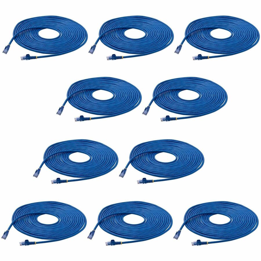 Alternate-Image1 Image for StarTech 25 ft. CAT6 Ethernet Cable - 10 Pack - ETL Verified - Blue CAT6 Patch Cord - Snagless RJ45 Connectors - 24 AWG - UTP