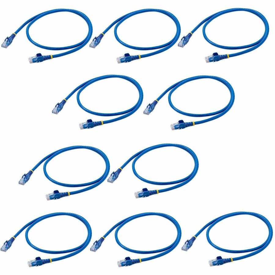 Alternate-Image1 Image for StarTech.com 3 ft. CAT6 Ethernet Cable - 10 Pack - ETL Verified - Blue CAT6 Patch Cord - Snagless RJ45 Connectors - 24 AWG - UTP