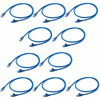 Alternate-Image1 Image for StarTech.com 3 ft. CAT6 Ethernet Cable - 10 Pack - ETL Verified - Blue CAT6 Patch Cord - Snagless RJ45 Connectors - 24 AWG - UTP