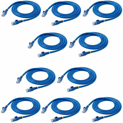 Alternate-Image1 Image for StarTech 5 ft. CAT6 Ethernet Cable - 10 Pack - ETL Verified - Blue CAT6 Patch Cord - Snagless RJ45 Connectors - 24 AWG - UTP