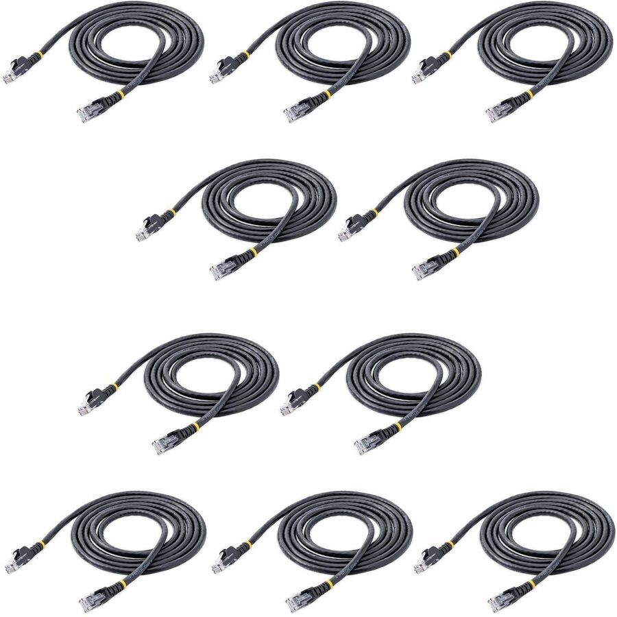 Alternate-Image1 Image for StarTech.com 6 ft. CAT6 Ethernet Cable - 10 Pack - ETL Verified - Black CAT6 Patch Cord - Snagless RJ45 Connectors - 24 AWG - UTP