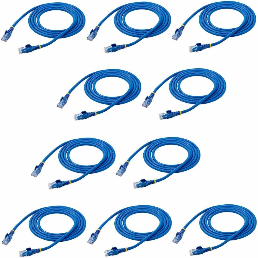 Alternate-Image1 Image for StarTech.com 6 ft. CAT6 Ethernet Cable - 10 Pack - ETL Verified - Blue CAT6 Patch Cord - Snagless RJ45 Connectors - 24 AWG - UTP