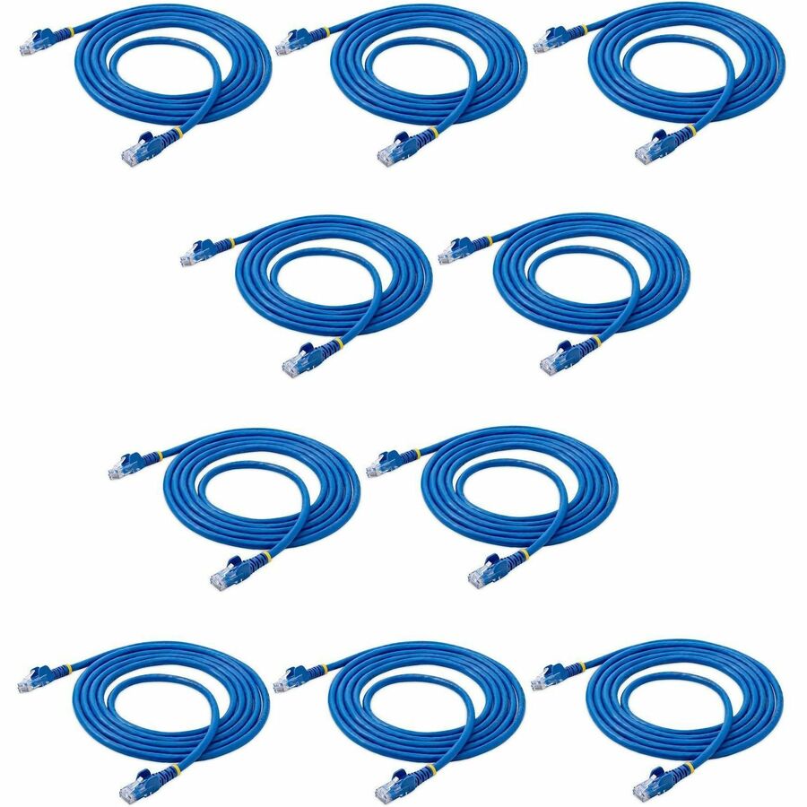 Alternate-Image1 Image for StarTech 7 ft. CAT6 Ethernet Cable - 10 Pack - ETL Verified - Blue CAT6 Patch Cord - Snagless RJ45 Connectors - 24 AWG - UTP
