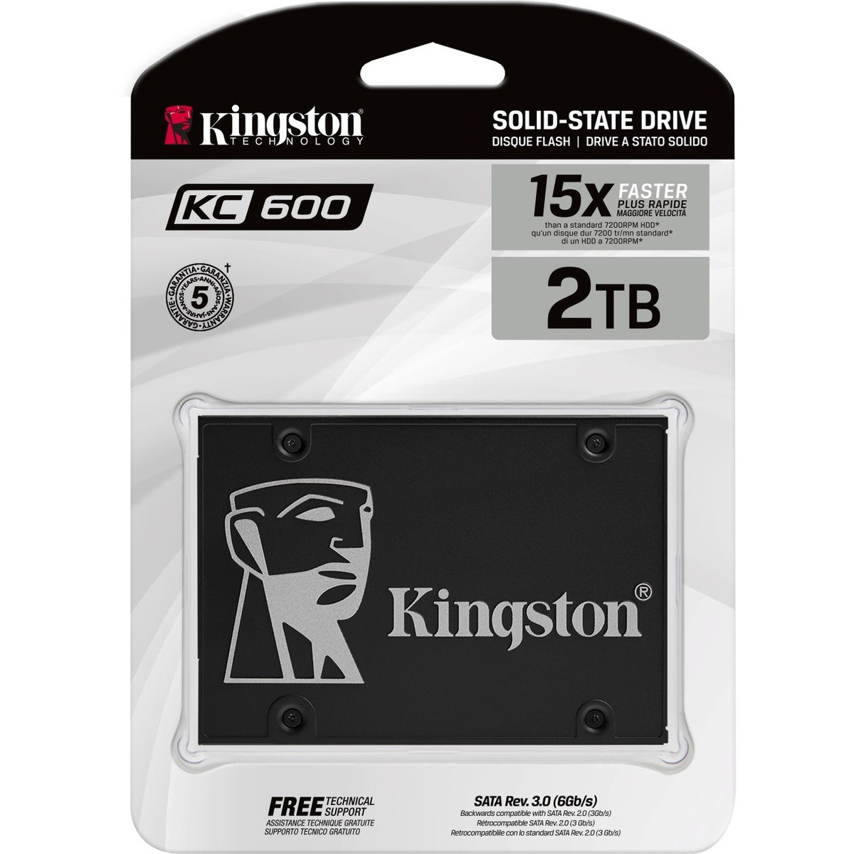 Main Image for Kingston KC600 2 TB Solid State Drive - 2.5" Internal - SATA (SATA/600) - 3.5" Carrier