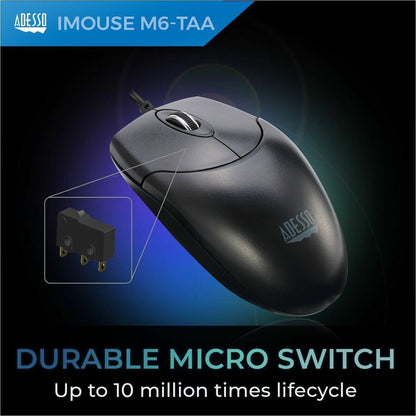 Alternate-Image1 Image for Adesso iMouse M6-TAA - Optical Scroll Mouse (TAA Compliant)