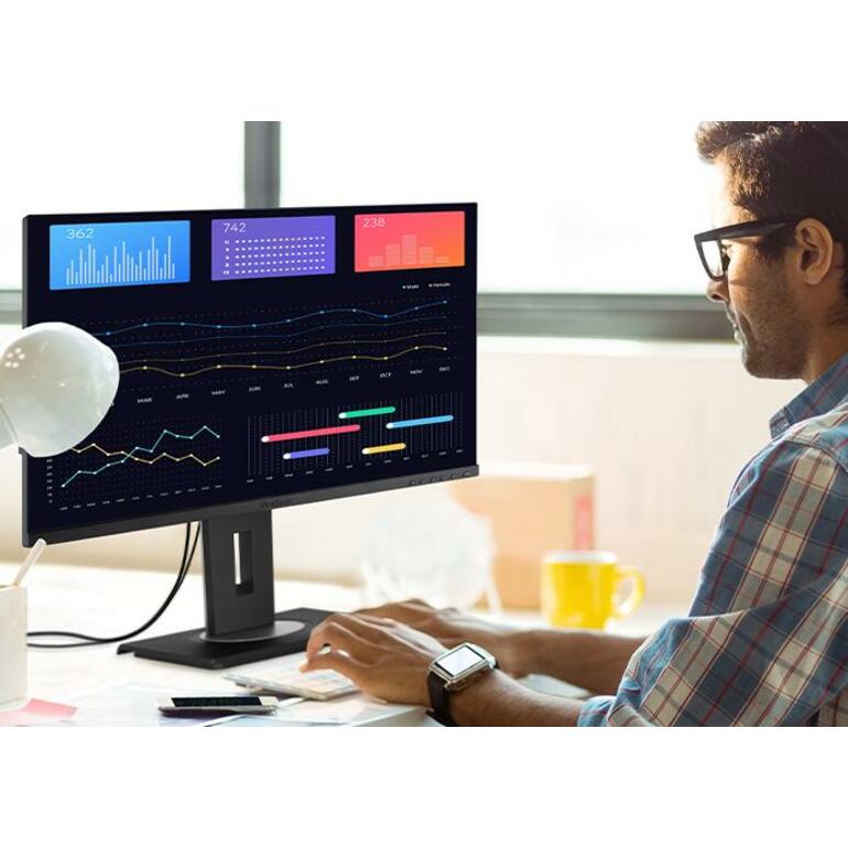 Life-Style Image for ViewSonic VG2456 24 Inch 1080p Monitor with USB C 3.2, Docking Built-In Gigabit Ethernet and 40 Degree Tilt Ergonomics for Home and Office