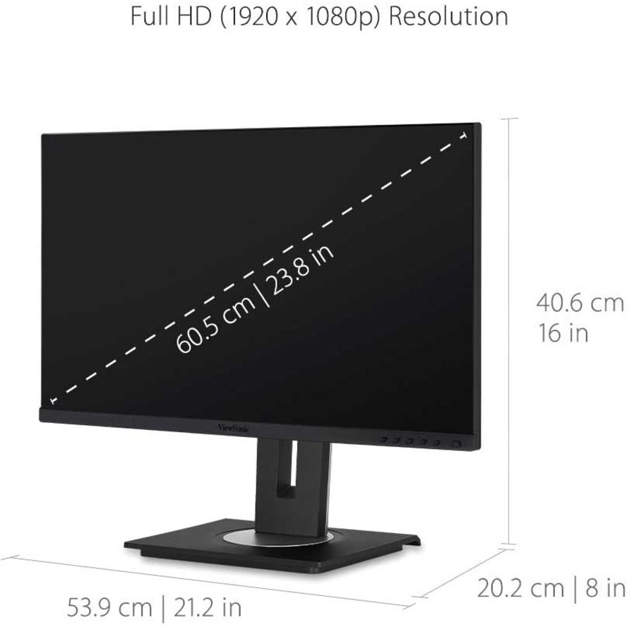 Alternate-Image3 Image for ViewSonic VG2456 24 Inch 1080p Monitor with USB C 3.2, Docking Built-In Gigabit Ethernet and 40 Degree Tilt Ergonomics for Home and Office