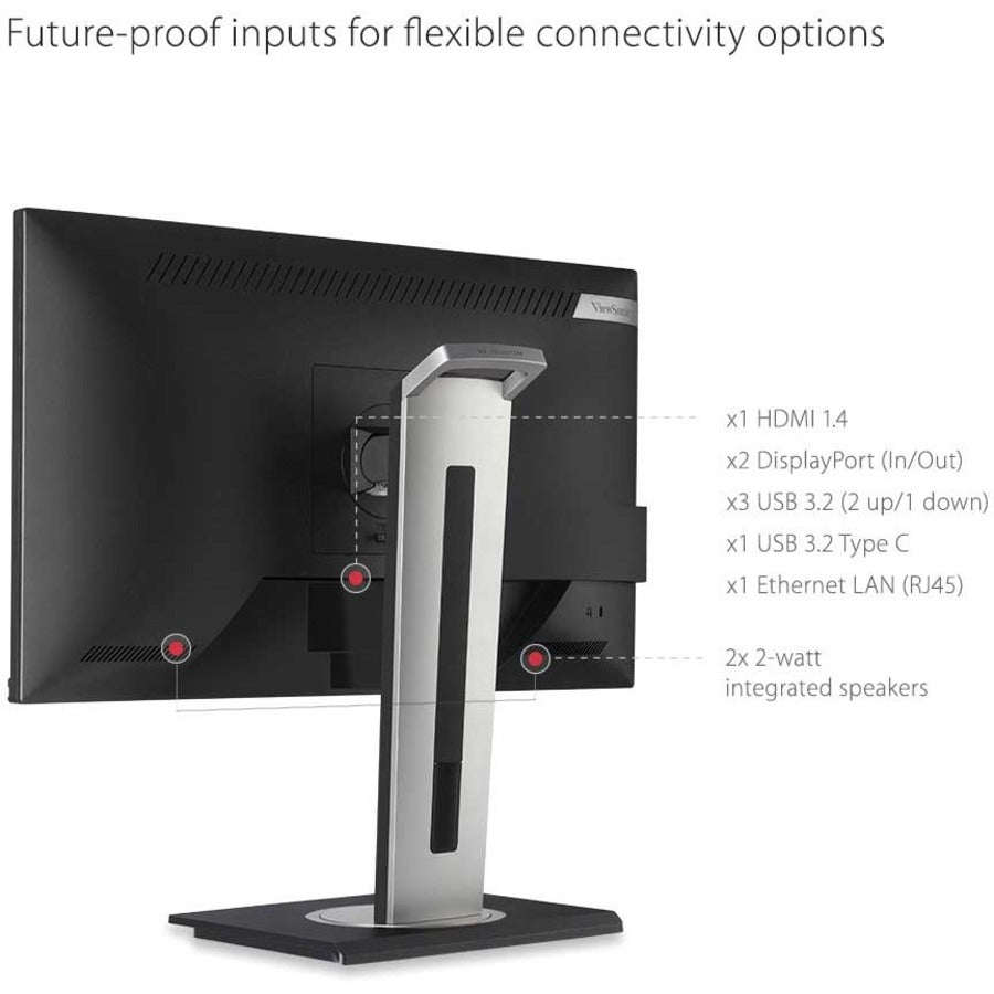 Alternate-Image9 Image for ViewSonic VG2456 24 Inch 1080p Monitor with USB C 3.2, Docking Built-In Gigabit Ethernet and 40 Degree Tilt Ergonomics for Home and Office