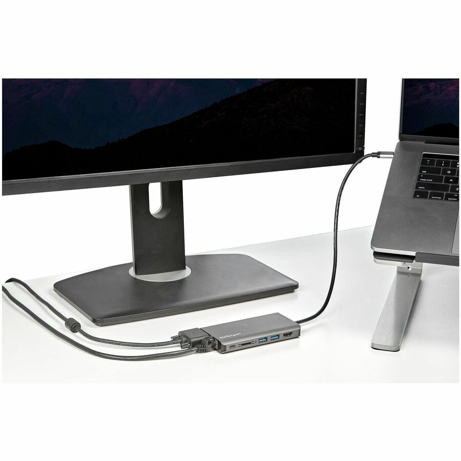 Alternate-Image8 Image for StarTech.com USB C Multiport Adapter - USB-C Mini Travel Dock w/ 4K HDMI or 1080p VGA - 100W PD Pass-Through, 3x USB, SD, GbE, Audio