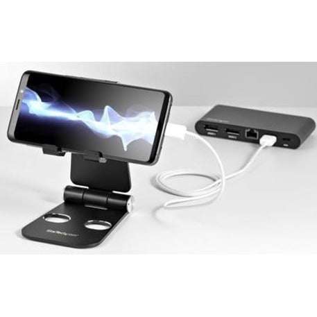 Alternate-Image2 Image for StarTech.com Phone and Tablet Stand - Foldable Universal Mobile Device Holder - Smartphones/Tablets - Adjustable Cell Phone Stand for Desk