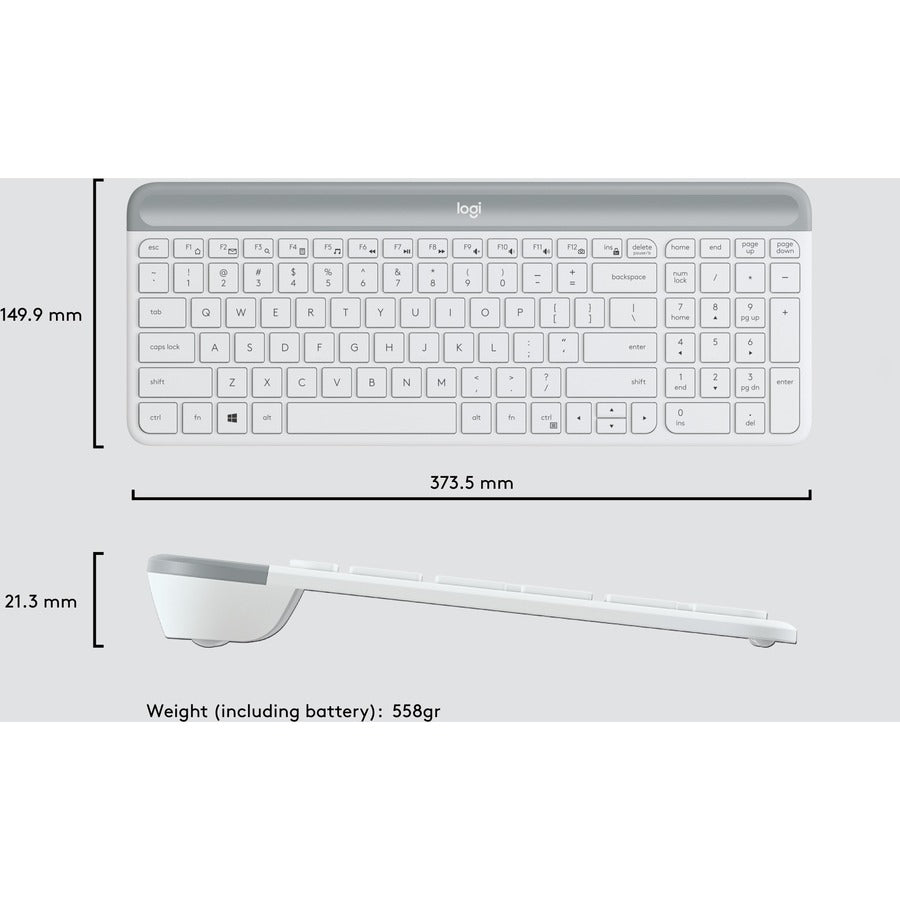 Alternate-Image7 Image for Logitech MK470 Slim Wireless Keyboard and Mouse Combo - Modern Compact Layout, Ultra Quiet - Off White