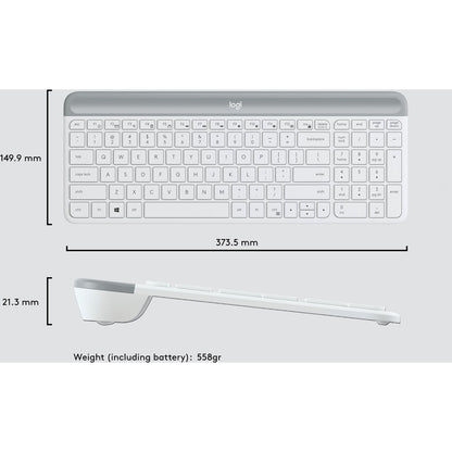 Alternate-Image7 Image for Logitech MK470 Slim Wireless Keyboard and Mouse Combo - Modern Compact Layout, Ultra Quiet - Off White