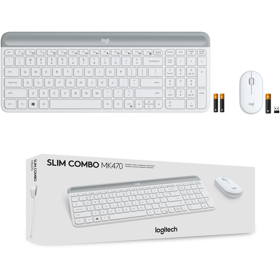 Alternate-Image9 Image for Logitech MK470 Slim Wireless Keyboard and Mouse Combo - Modern Compact Layout, Ultra Quiet - Off White