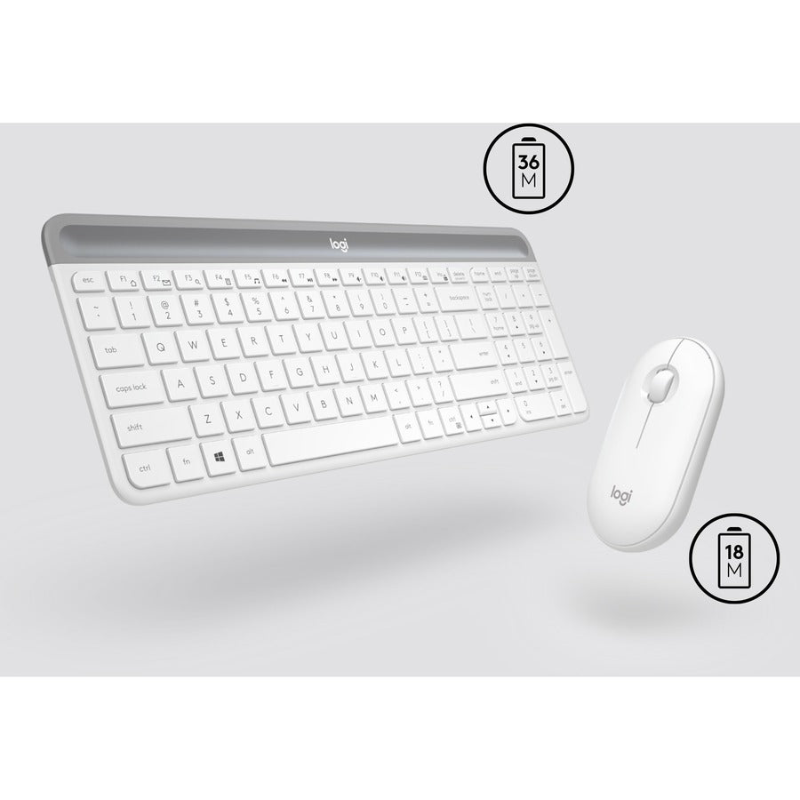 Alternate-Image4 Image for Logitech MK470 Slim Wireless Keyboard and Mouse Combo - Modern Compact Layout, Ultra Quiet - Off White