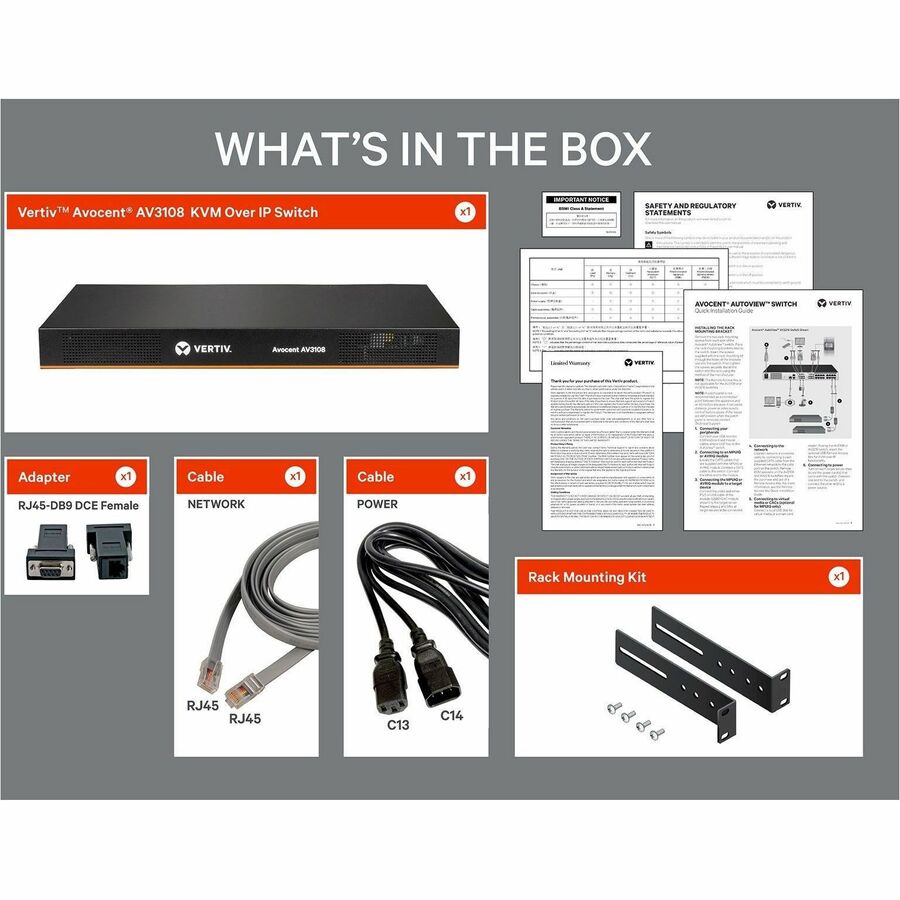 Alternate-Image4 Image for Vertiv Avocent AV3000 KVM Over IP Switch | 8 port KVM | VGA Cable (AV3108-400)