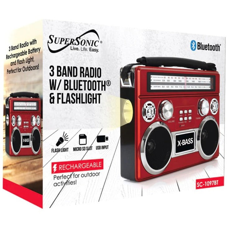 Alternate-Image2 Image for Supersonic Portable 3 Band Radio with Bluetooth and Flashlight