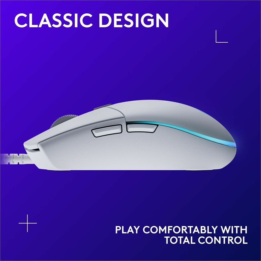 Alternate-Image6 Image for Logitech G203 Wired Gaming Mouse, 8,000 DPI, Rainbow Optical Effect LIGHTSYNC RGB, 6 Programmable Buttons, White