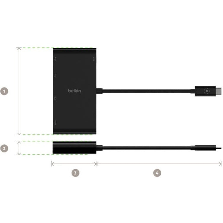 Alternate-Image6 Image for Belkin USB-C Multiport Adapter, USB-C to HDMI - USB A 3.0 - VGA - Ethernet, up 4k Resolution