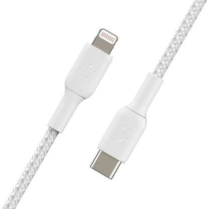 Alternate-Image1 Image for Belkin BoostCharge Braided USB-C to Lightning Cable (1 meter / 3.3 foot, White)